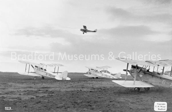 A number of bi-planes Yeadon airport 1935